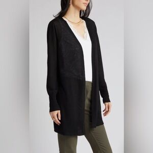 Nordstrom Halogen Side Slit Cardigan Size Large with Pockets Lightweight Black